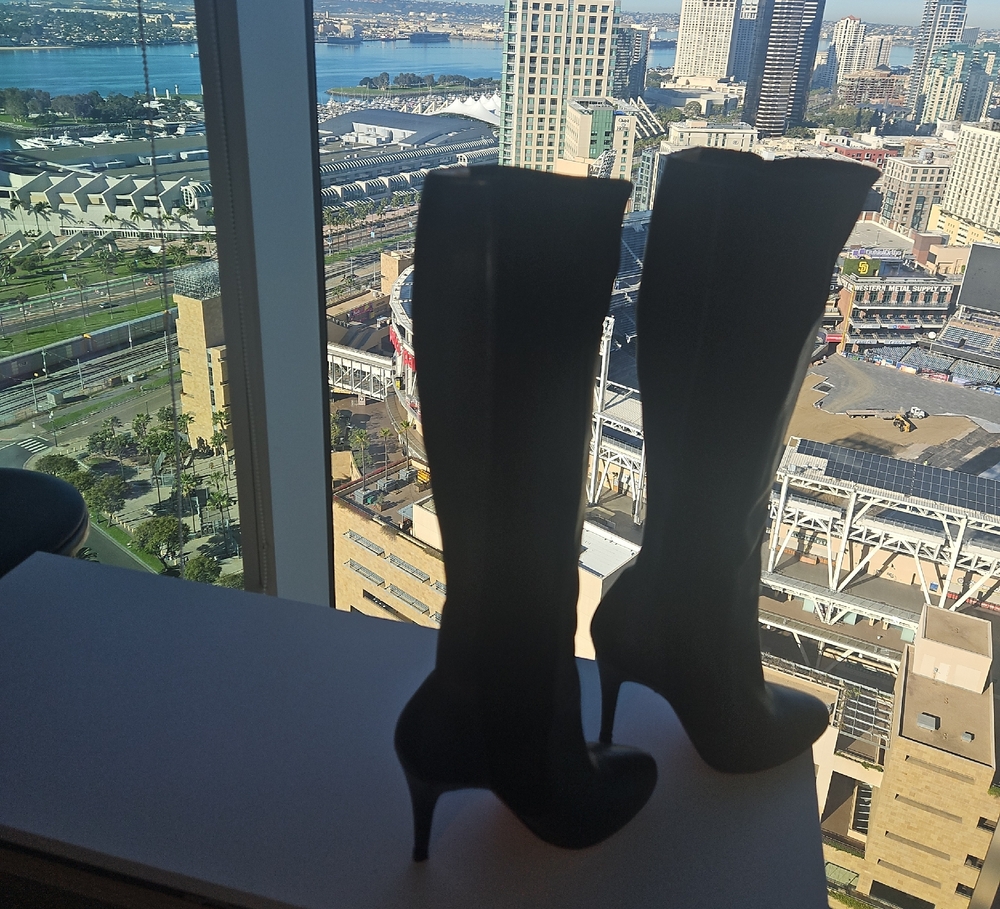 Christian Louboutin Elegant Black Leather And Suede Heeled Boots